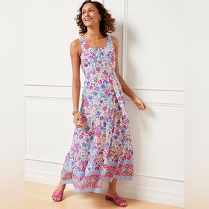 Talbots 10P Floral Cotton Voile Tiered Maxi Dress